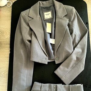 A&F cropped blazer and high rise pants